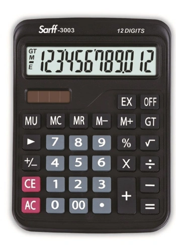 Sarff 3003 Hesap Makinesi 12 Haneli Güneş Enerjili-Pilli