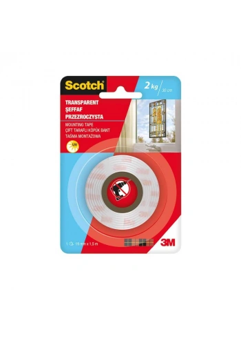 Scotch 4004 Şeffaf Çift Taraflı Köpük Bant 19mm x 1,5m