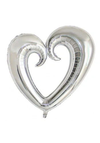 Şekilli Kalp Gümüş Renk Folyo Balon