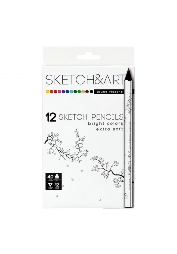 Bruno Visconti Sketch&Art Profesyonel Kuru Boya Kalemi Kalın Gövde 4mm 12 Renk No:30-0114