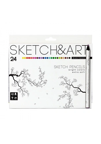 Bruno Visconti Sketch&Art Profesyonel Kuru Boya Kalemi Kalın Gövde 4mm 24 Renk No:30-0115