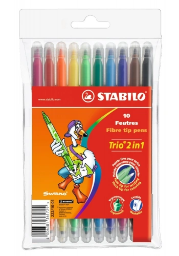 Stabilo Trio 2in1 Çift Uçlu Keçeli Kalem 10 Renk 222/10-01