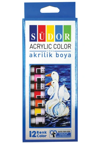 Südor Akrilik Boya Seti 9 ml 12 Renk Tüp