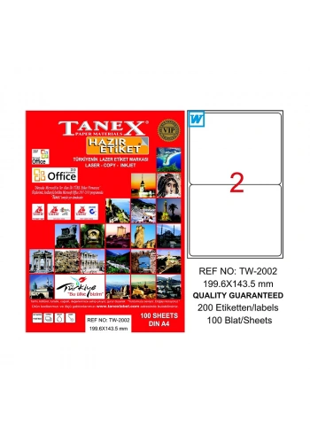 TANEX 2002 LASER ETİKET 199x143mm 2x100 200 ADET