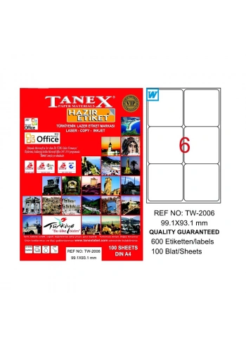 TANEX 2006 LASER ETİKET 99x93mm 6x100 600 ADET