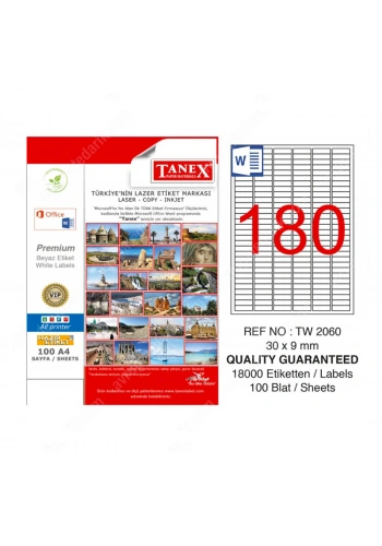 TANEX 2060 LASER ETİKET 30x9mm 180x100 18000 ADET