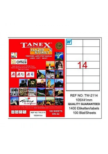 TANEX 2114 LASER ETİKET 105x41mm 14x100 1400 ADET