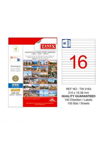 TANEX 2163 LASER ETİKET 210x16.38mm 2x100 200 ADET