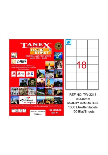 TANEX 2218 LASER ETİKET 70x46mm 18x100 1800 ADET