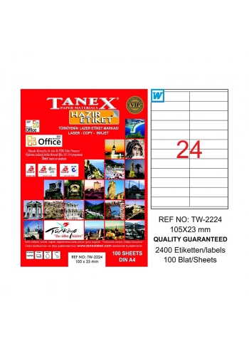 TANEX 2224 LASER ETİKET 105x23mm 24x100 2400 ADET