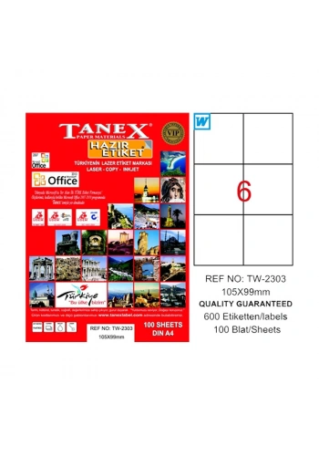 TANEX 2303 LASER ETİKET 105x99mm 6x100 600 ADET