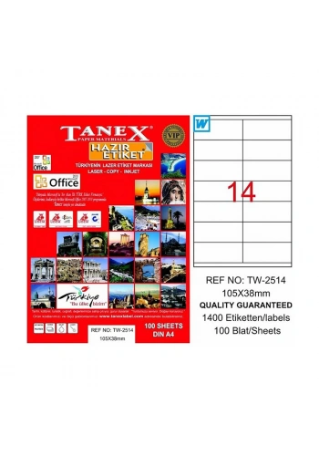 TANEX 2514 LASER ETİKET 105x38mm 14x100 1400 ADET