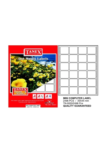 TANEX BİLGİSAYAR SÜREKLİ FORM ETİKETİ 35x97mm 1250 ADET