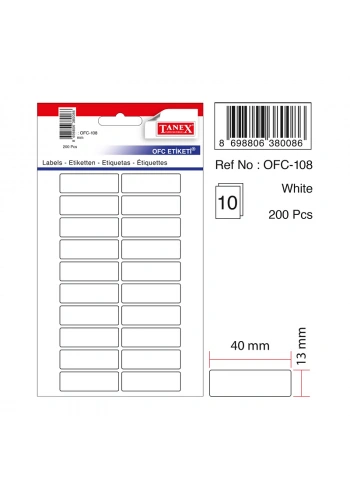 TANEX OFC-108 BEYAZ ETİKET POŞET