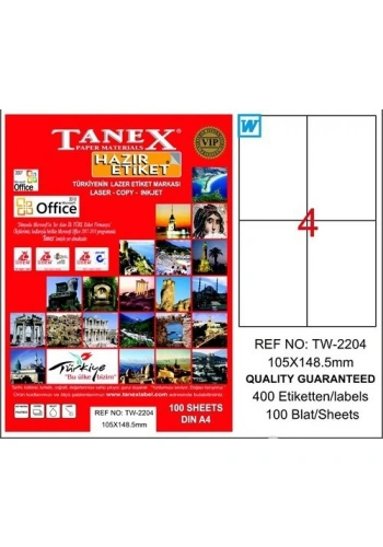 TANEX 105x148,5 MM LAZER ETİKET TW-2204