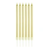 Altın Renk İnce Uzun Mum 6 Adet 14 cm