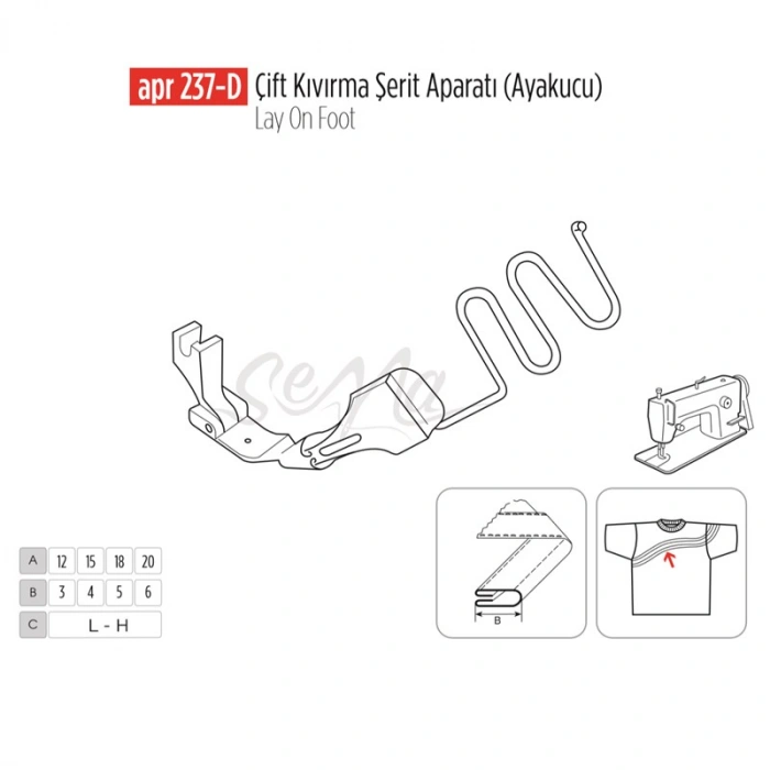 Çift Kıvırma Şerit Apara(Ayak Ucu)45x12mm/APR 237-D