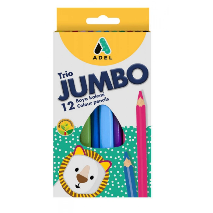 Adel Boya Kalemi Jumbo Üçgen Tam Boy 12 Renk