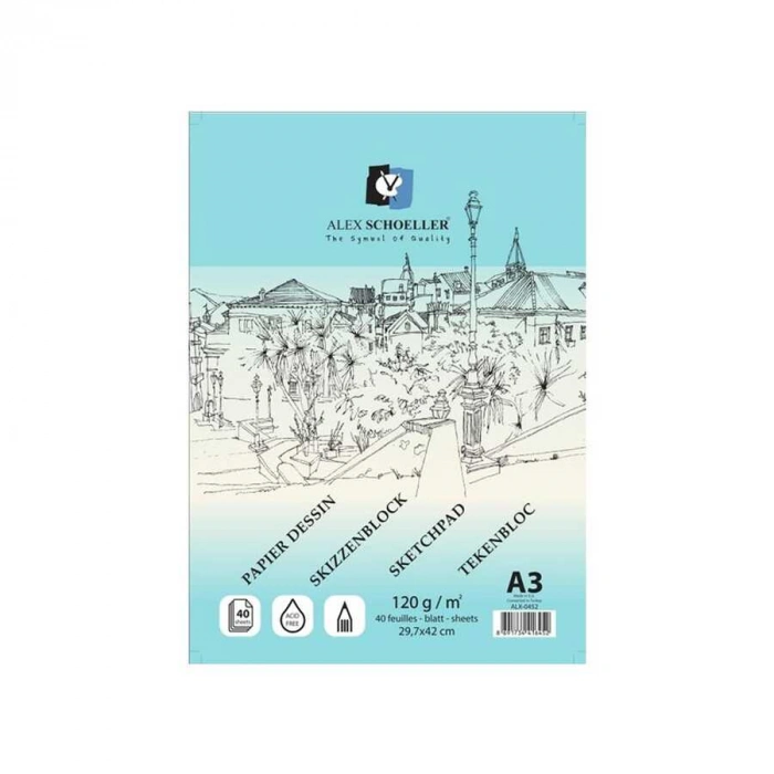 Alex Schoeller Spiralli Eskiz Defteri A3 Blok 120 gr 40lı