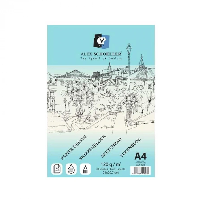 Alex Schoeller Spiralli Eskiz Defteri A4 120 gr 40lı