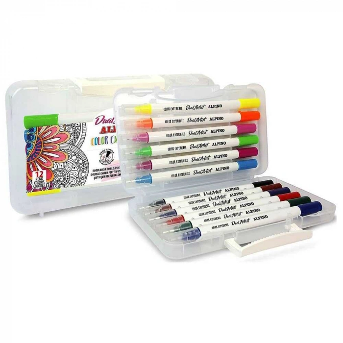 Alpino Çift Yönlü Fırça Uçlu Keçeli Kalem 12li