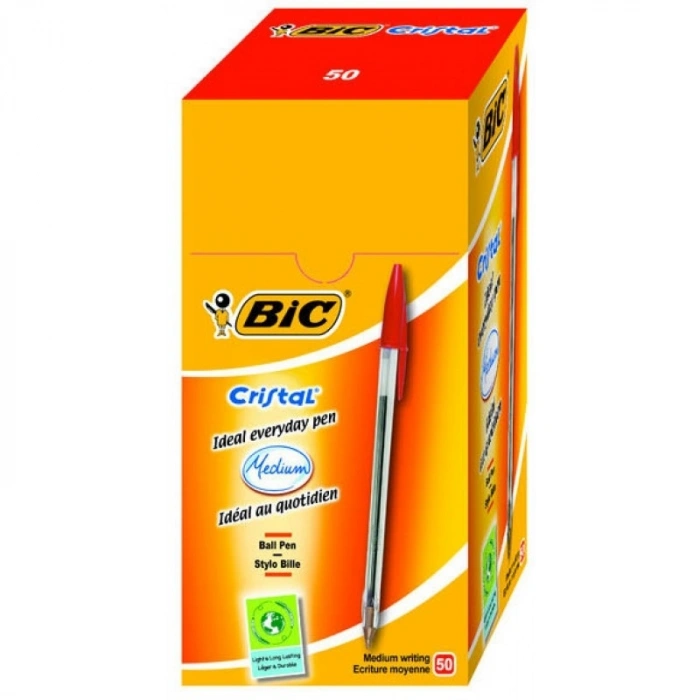 Bic Cristal Medium Kırmızı Tükenmez Kalem (50 li Kutu)