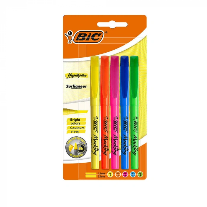Bic Marking Fosforlu Kalem Highlighter Karışık Renk 5li