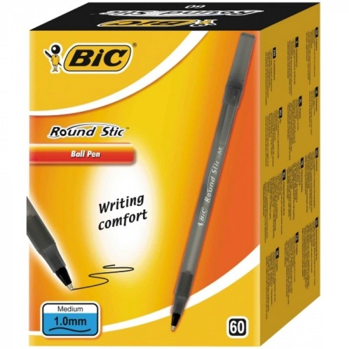 Bic Round Stic Siyah Tükenmez Kalem (60 lı Avantajlı Kutu)