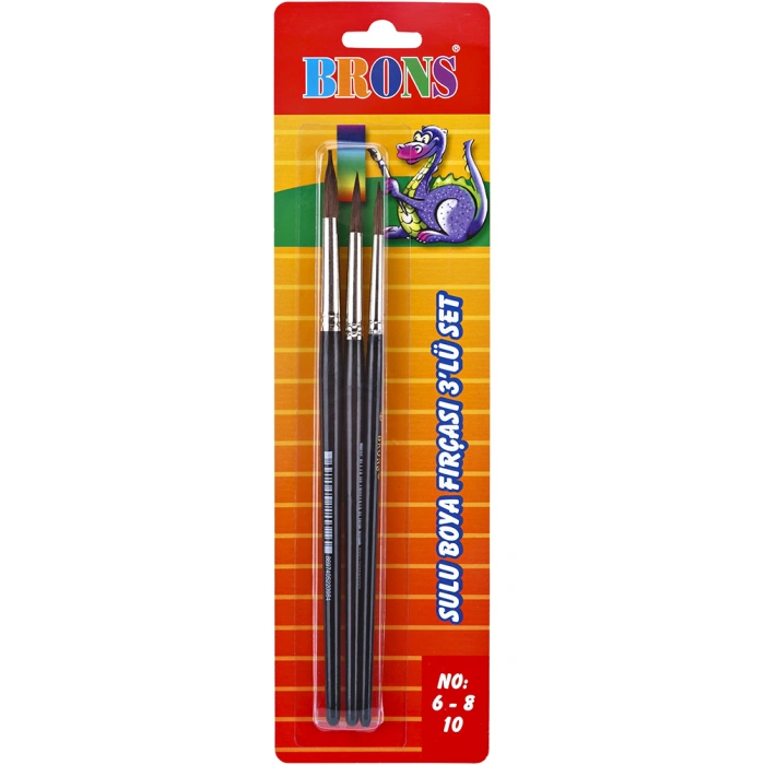 BRONS 145 SERİSİ SULU BOYA FIRÇA SETİ 3 LÜ No.6-8-10 BR-245