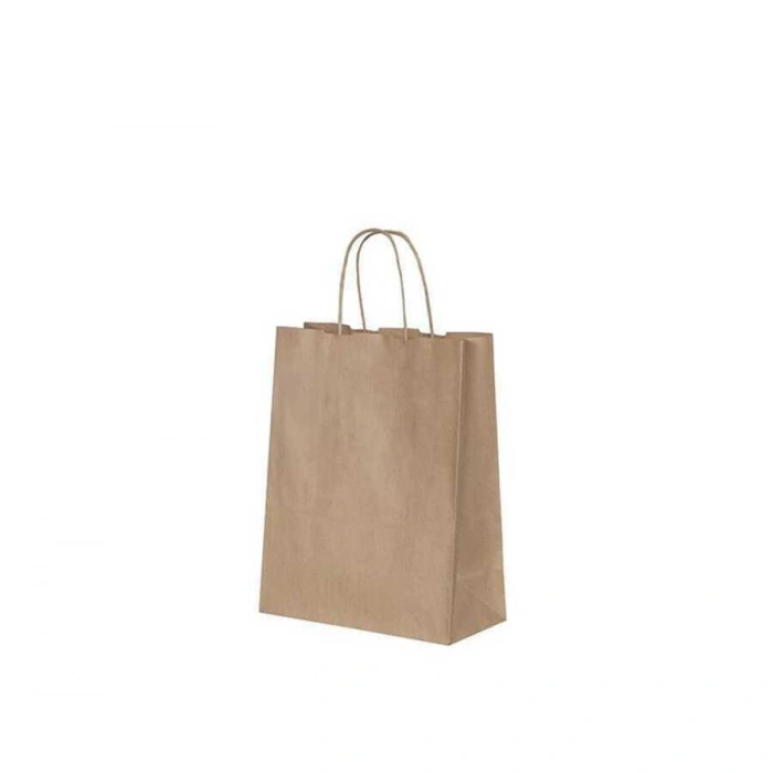 Burgu Saplı Kraft Kağıt Çanta 18x9x25 cm - 25 Adet