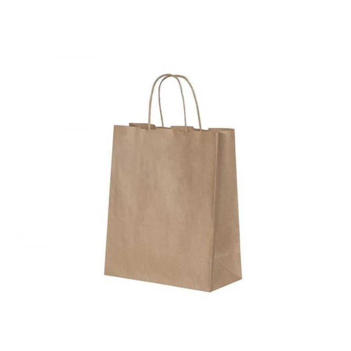 Burgu Saplı Kraft Kağıt Çanta 26x14x29 cm - 25 Adet
