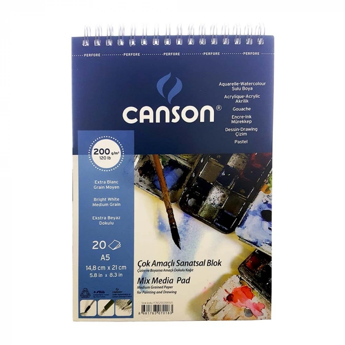 Canson Çok Amaçlı Resim Blok 200Gr A5 20020A5US-1557