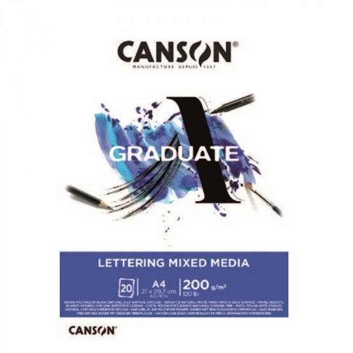 Canson Graduate Lettering Mixed Media Marker Pad 200g 20 Yaprak A4