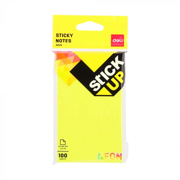 Deli Sticky Notes Yapışkanlı Not Kağıdı 76x126 mm Ultra Neon A02502