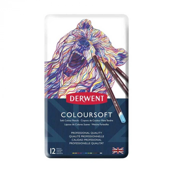 Derwent Coloursoft Metal Kuru Boya Teneke Kutu 12li