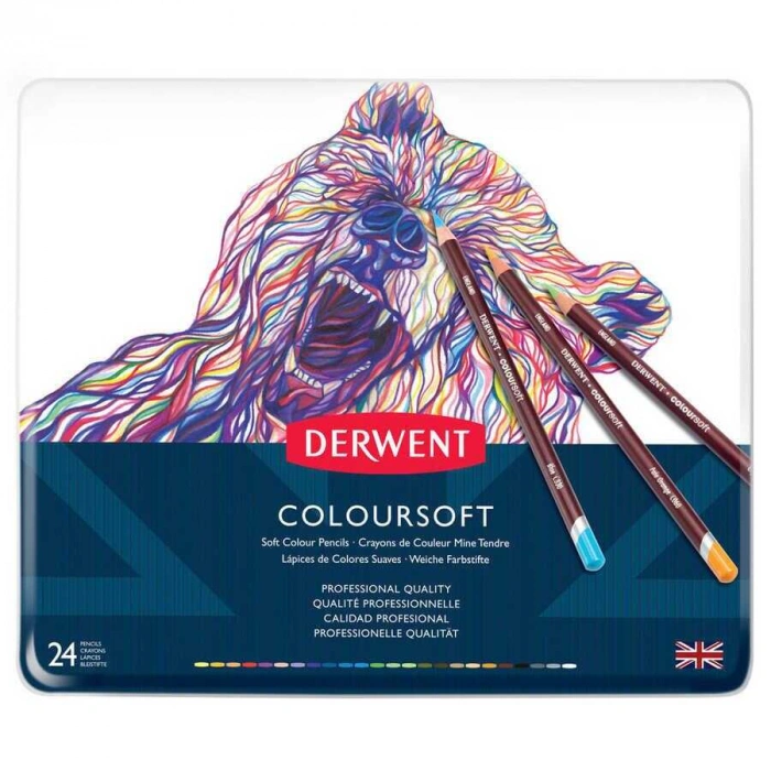 Derwent Coloursoft Metal Kuru Boya Teneke Kutu 24lü