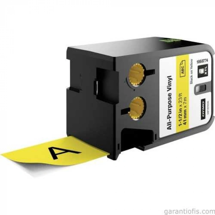 DYMO 1868774 XTL 41mm x 7metre Sarı/Siyah Vinil Etiket