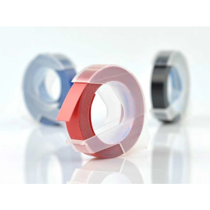 DYMO 3D Kabartma Şerit 9mm x 3mt (Siyah/Mavi/Kırmızı 3 lü Paket)