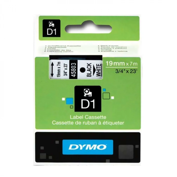 DYMO D1 45803 YEDEK ŞERİT 19mmx7m BEYAZ-SİYAH