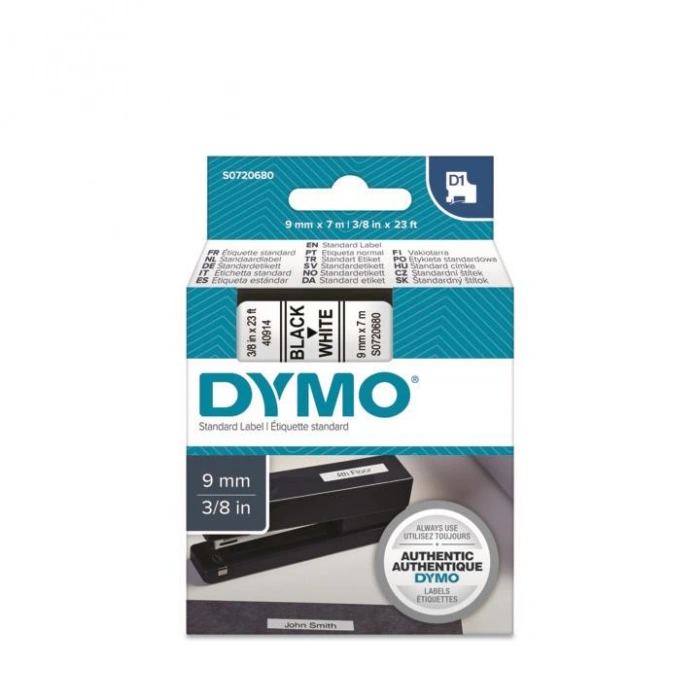 DYMO D1 Beyaz/Siyah Yedek Şerit 9mm x 7mt (40913)