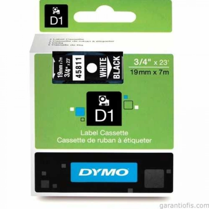 DYMO D1 Siyah/Beyaz Yedek Şerit 19mm x 7mt (45811)