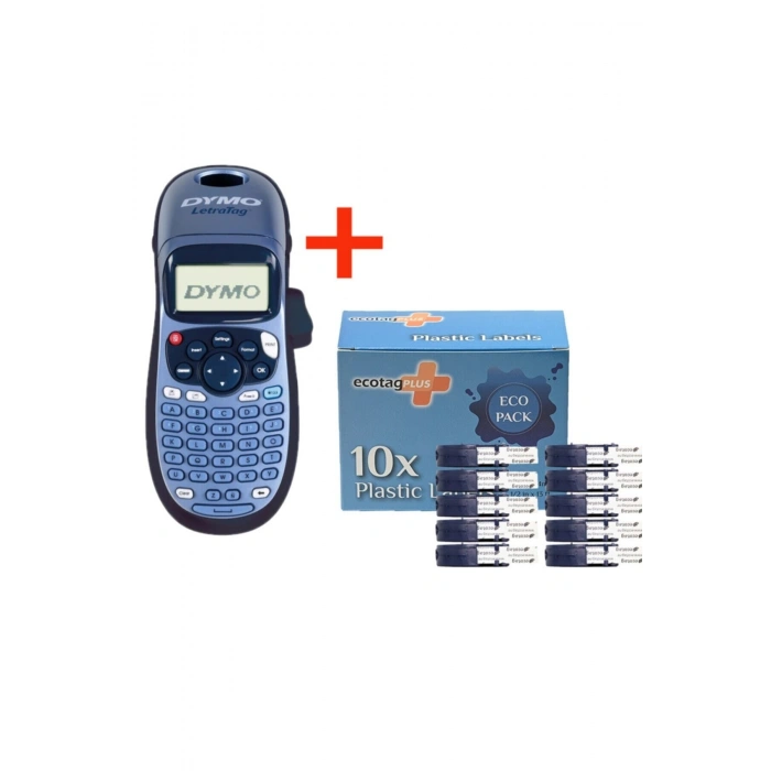 Dymo Letratag Etiket Yazıcısı Ve Ecotag Kağıt Şerit Etiket Beyaz 10 Lu