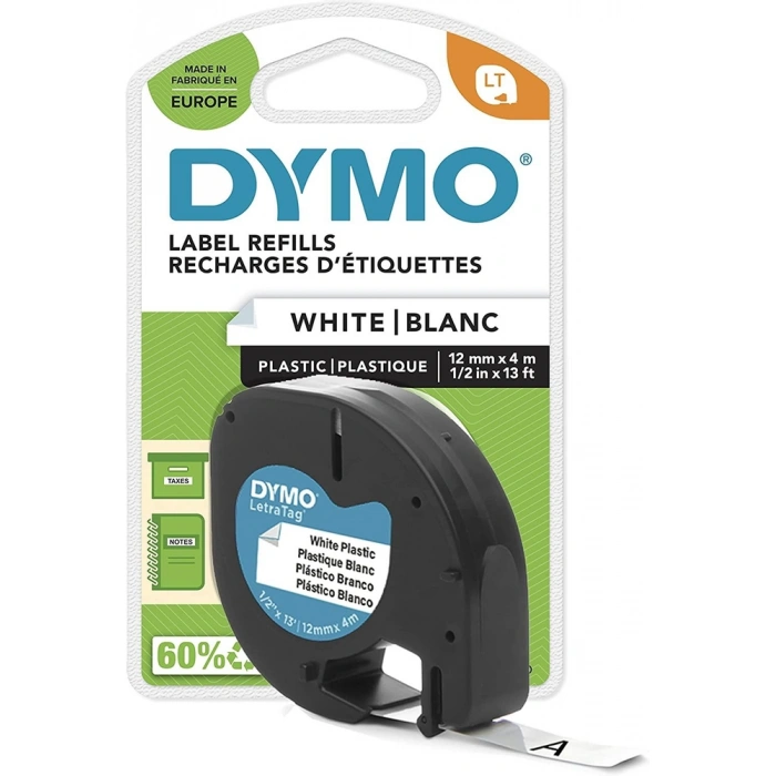 DYMO LetraTag Plastik Beyaz Şerit 59422 (12mm x 4 metre)
