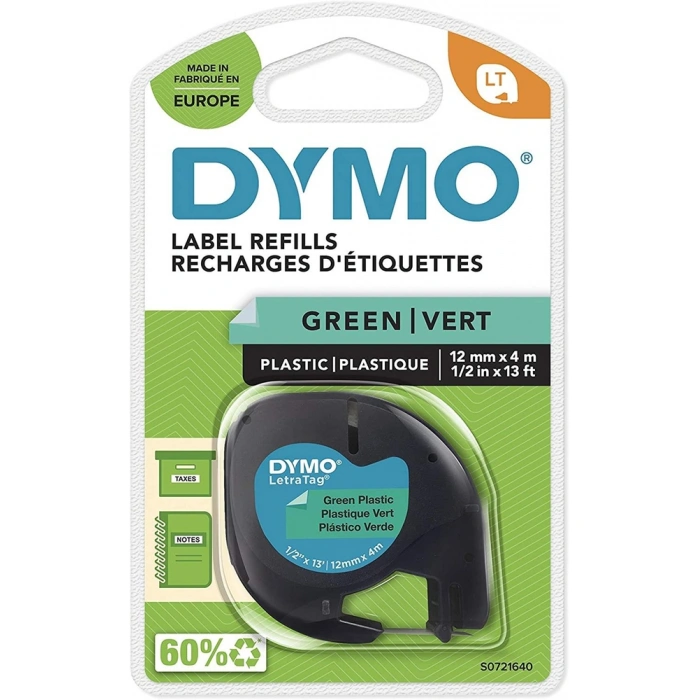 DYMO LetraTag Plastik Etiket Şerit Yeşil 59425 (12mm x 4 metre)