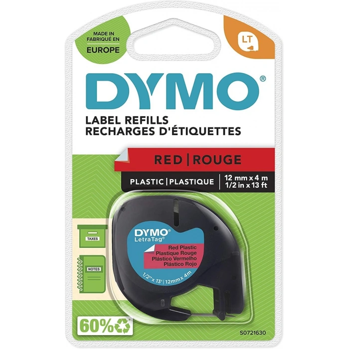 DYMO LetraTag Plastik Kırmızı Şerit 59424 (12mm x 4 metre)