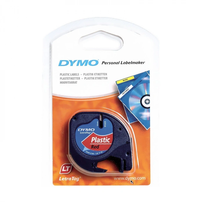 DYMO LETRATAG PLASTİK ŞERİT 12mmx4m KIRMIZI