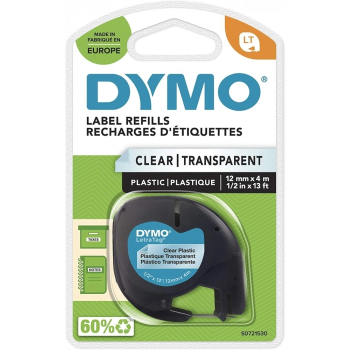 DYMO LetraTag Şeffaf Plastik Şerit 12268 (12mm x 4 metre)