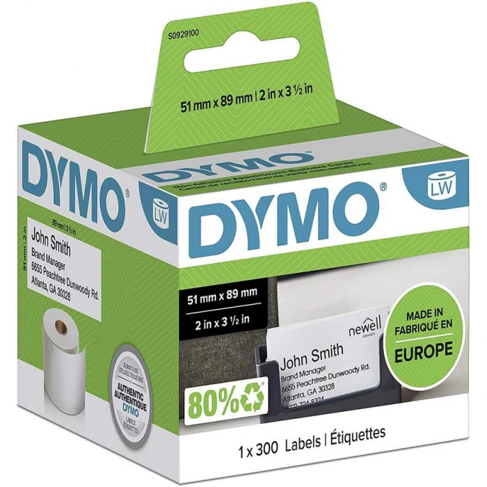 DYMO LW S0929100 Yapışkansız İsim Kart Etiketi 51x89mm / 300 lü Paket  2inç x 3-1/2inç