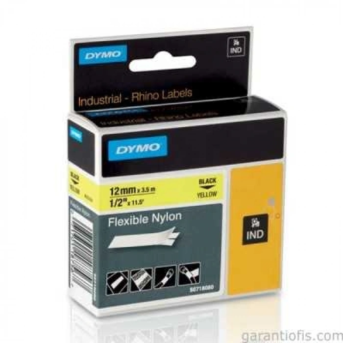 DYMO Rhino Pro Esnek Naylon Serit 12mmx3,5m Sarı/Siyah (18490)