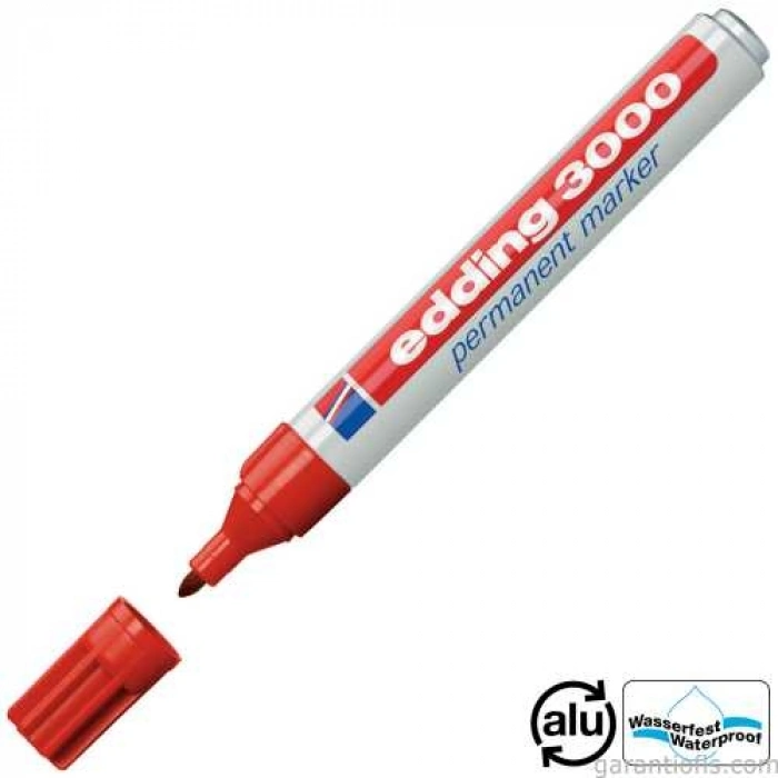 Edding 3000 Kırmızı Permanent Marker Endüstriyel Kalem